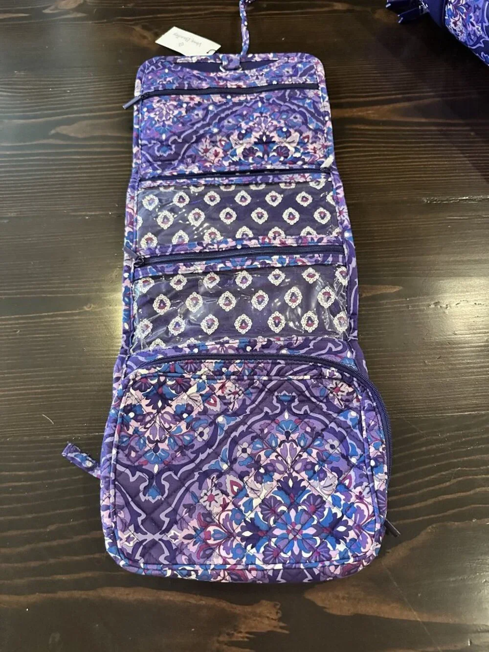 Vera Bradley 2 Piece Travel Set Purple Medallion Weekender Duffel Hanging Organi